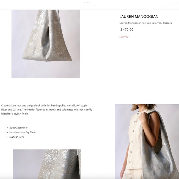 Lauren Manoogian Foil Bag in Silver Carrara - Picture 9 of 14